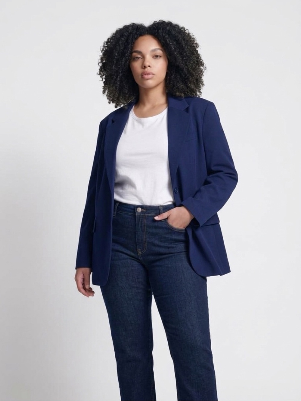 stradivarius Navy Tailored Blazer